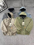 masc outfits Fall Street Style Kaha Carte Tough Guy Washed Distressed Jacket Vintage Vintage Cotton-Padded Jacket