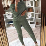 fashion outfits 2024 Autumn and Winter Homewear Women's Clothing New Fashion Solid Color Suit Sweater Women