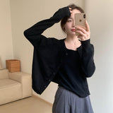 fall fits All-Matching Fashionable Wool All-Matching Short Cardigan 2024 Spring New Korean Style round Neck Elegant Slimming Sweater Top