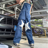 back to school fits  Star Denim Suspender Pants for Women 2024 Summer New Loose Overalls 