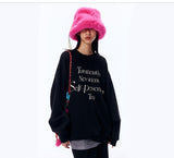 sweatshirt Letter Layout Simple Printed round Neck Chinese Cotton Sweater Loose Top