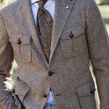 classy outfits men British Retro Fashion Hunting Suit plus Size Suit Tweed Wool Coat Multi-Bag Herringbone Pattern Workwear Suit Single