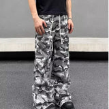 Toleet-Hip Hop Camouflage Cargo Pants Mens Dyeing Color Block Trend Drawstring Overalls 2024 Street American Punk Motorcycle Trousers