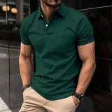 TOLEET-Best Selling Men Short Sleeve Polo Shirt Turn Down Collar Button Pure Color Top Polo Shirt Summer Casual Comfort Men's Clothing