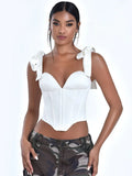 Toleet-High Quality Corset Top Y2k Women 2024 New Arrivals Lined Bone White Sexy Top Female Crop Top for Party Club