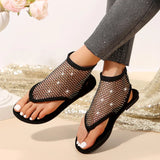 Toleet Summer Luxury Brand Clip Toe Women's Sandals Hollow Water Diamond Sexy Women Sandals Slip on Women Flat Shoes Sandalias De Mujer