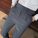 Toleet-Men's Luxury Button-down Draped Baggy Suit Pants Casual Solid Color Straight Premium Elegant Dress Pants 2024 New Spring