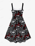 Toleet Plus Size Gothic Printed Sleeveless Dress Women's Plus Size Spring,Summer Vestidos Skull Rose Graphic Dresses 5XL