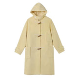 Autumn Winter Woolen Jacket Women's Medium-length Elegant Trendy Hooded Horn Button Overcoat