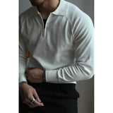 Toleet-Autumn Clothing Men's Clothing Luxury Knitted Polo Shirt Casual Fashion Zippers Solid Color Long Sleeve Pullovers Leisure Shirts