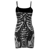 Toleet Women Bodycon Goth Dresses Summer Clothes 2023 Spaghetti Strap Sleeveless Human Bone Printed Cheap Casual Dress Club Streetwear