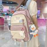 Toleet  Color Matching Teenage Girls Student Backpacks Waterproof Women Laptop Backpack Large Capacity Female Travel Bag Cute Schoolbag