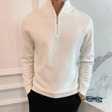 TOLEET-2024 Autumn Fashionable Stand Collar Sweater Mens Long Sleeve Zipper Slim Jumper Tops Winter Men New Casual Solid Color Sweaters