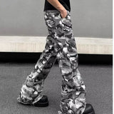 Toleet-Hip Hop Camouflage Cargo Pants Mens Dyeing Color Block Trend Drawstring Overalls 2024 Street American Punk Motorcycle Trousers