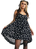 Toleet Yangelo Gothic Aesthetic Elegance Bat Print Suspender Dress Punk Grunge Coquette Sexy Drawstring Dresses For Womens 2023