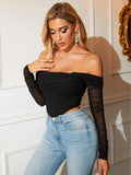 Toleet-Clearance sale! Summer Corset Top Women Y2k Tops Blue Boycon Crop Top Off The Shoulder Sexy Mesh Top Outfits Girl Party Clubwear