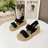 Toleet New Slingback Wedge Sandals Women Outdoor Beach Sandals Summer Lightweight Slides Black Thick Bottom Ladies Shoes Female Sandals