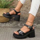 Toleet Women Sandals with Heels Summer Punk Height Increasing Sandal Motorcycle Gothic Woman Shoes Leather Black Platform Sandals Women