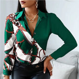 Toleet-Office Lady Turn Down Collar Leopard Print Shirt Striped Lapel Tops Fashion Long Sleeve Blouse Casual Tops Vintage Clothes 18972