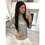 Toleet-Cotton T-Shirt Women Long Sleeve Striped T Shirt Fashion 2023 Spring Autumn Female Clothes Top Tee Lady V-neck Tops 7215