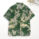 TOLEET-Trendy Summer Shirt  Patch Pocket Quick Drying Hawaiian Shirt  Summer Floral Leaves Print Hawaiian Shirt