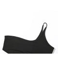 Toleet-Women Summer Trendy Tank Tops Solid Color One-Shoulder Sleeveless Slim Crop Tops for Ladies Black