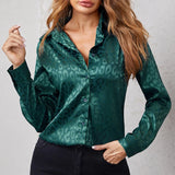 Toleet-Spring Office Lady Tops Long Sleeve Leopard Jacquard Blouse Fashion Turn Down Collar Button Shirt Autumn Tops Elegant 19169