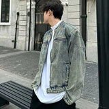 Toleet-Male Denim Jackets High Street Shoulder Pad Design Patchwork Solid Men Short Coats American Style Loose Short Outwear Zipper