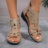 Toleet Summer Soft Leather Roman Sandals Women New Soft Sole Outwear Women's Wedge Shoes Fashion High Heels Casual Designer Women Shoes