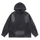 Toleet-Denim Hooded Jacket Men Women Convex Turtle Shell Pattern Loose Casual Vintage Sweatshirt Coat Street Washed Denim Pullovers New