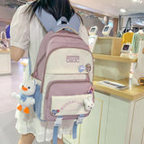 Toleet  Color Matching Teenage Girls Student Backpacks Waterproof Women Laptop Backpack Large Capacity Female Travel Bag Cute Schoolbag