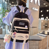 Toleet    Fashion Nylon Waterproof Women Backpack Kawaii Schoolbag Teenage Girls Bagpack Cute Laptop Backpack Student Bookbag