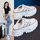 Toleet Fashion Woman Flats Summer Hollow Female Loafers Slip on Super High Heels Round Toe Women Platform Vulcanize Shoes White Sandals