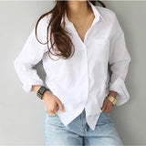 Toleet-Cotton Blouse White Shirt Fashion Women Blusas Mujer De Moda OL Style Tops Casual Ladies Long Sleeve Shirts and Blouses 3496