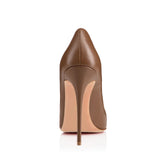 Toleet Brown Office Shoes Pointy Toe Stiletto Heel Pumps for Women