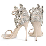 Toleet Champagne Wedding Shoes Rhinestone Stiletto Heels Bridal Sandals