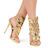 Toleet Gold Evening Shoes Luxury Metallic Heels Stiletto Sandals for Party