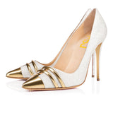 Toleet Silver and Gold Glitter Shoes Stiletto Heel Evening Wedding Pumps