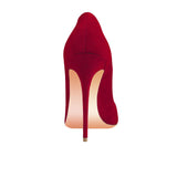 Toleet Red Vegan Suede Shoes Pointy Toe Stiletto Heel Pumps for Office Lady