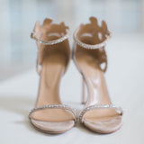 Toleet Champagne Wedding Shoes Rhinestone Stiletto Heels Bridal Sandals