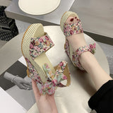 INS Hot Lace Leisure Women Wedges Heeled Women Shoes 2021 Summer Sandals Party Platform High Heels Shoes Woman Vstacam