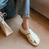 2022 New Women Real Leather Shoes Summer Sandals Buckle Strap Hollow Out Beach Sandals Cool Ladies Footwear Size 34-41 Vstacam