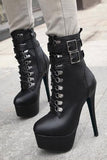 Vstacam  Women Autumn Ankle Boots Sexy High Heels Platform Chunky Black Leather Booties Black Shoes Ladies Stilettos New 2022 40 Vstacam