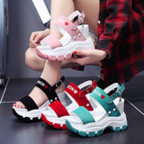 Vstacam  Platform Sandals Women 2022 New Summer Chunky High Heels Female Wedges Shoes For Women Fish Toe Red Sandalia Feminina Vstacam