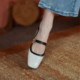 2023 Spring/Autumn Women Shoes Square Toe Genuine Leather Stone Pattern Women Pumps Buckle Thick Heel Mixed Colors Female Shoes Vstacam