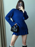 Toleet Sweater Dress Sets Women Two Piece Pullover Tops And Pleated Mini Skirts Knitted Casual Winter Skirts Suits