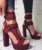 Vstacam 2023 Women Platform Sandals Open Toe Cut Out High Heels Shoes Hook-and-Loop Ankle Strap Sexy Stiletto Shoes Buckle Decor Sandals 1202 Vstacam