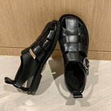 2022 New Women Real Leather Shoes Summer Sandals Buckle Strap Hollow Out Beach Sandals Cool Ladies Footwear Size 34-41 Vstacam