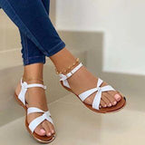 Vstacam Graduation Gift 2022 Summer Women Flat Sandals Gold Open Toe Beach Shoes Gladiator Cross Strappy Ladies Sandals Zapatos Mujer Vstacam