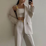 Toleet Winter Women's 2 Piece Sets Slim Skinny Crop Tops Vest High Waist Wide Leg Pants Casual Sleeveless White Lady Sexy 2024 Outfits